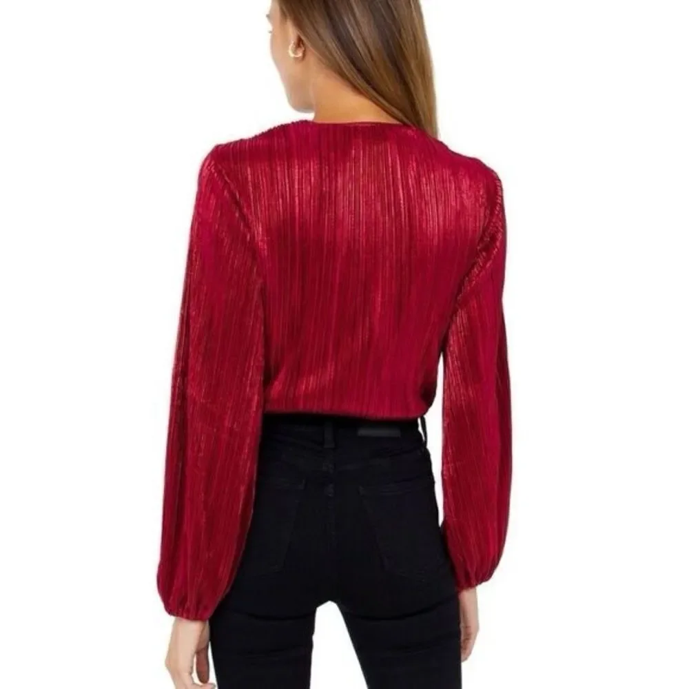 Bardot Women's Priscilla Shimmer Bodysuit In Deep Red Shimmer Party Size XS - Picture 3 of 8